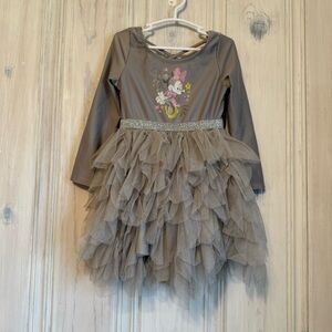 Disney Minnie Mouse Silver Grey Tutu Bodysuit Dress Girls size 3T